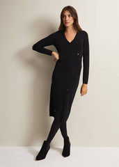 Kellia Black Knitted Midi Dress - Black