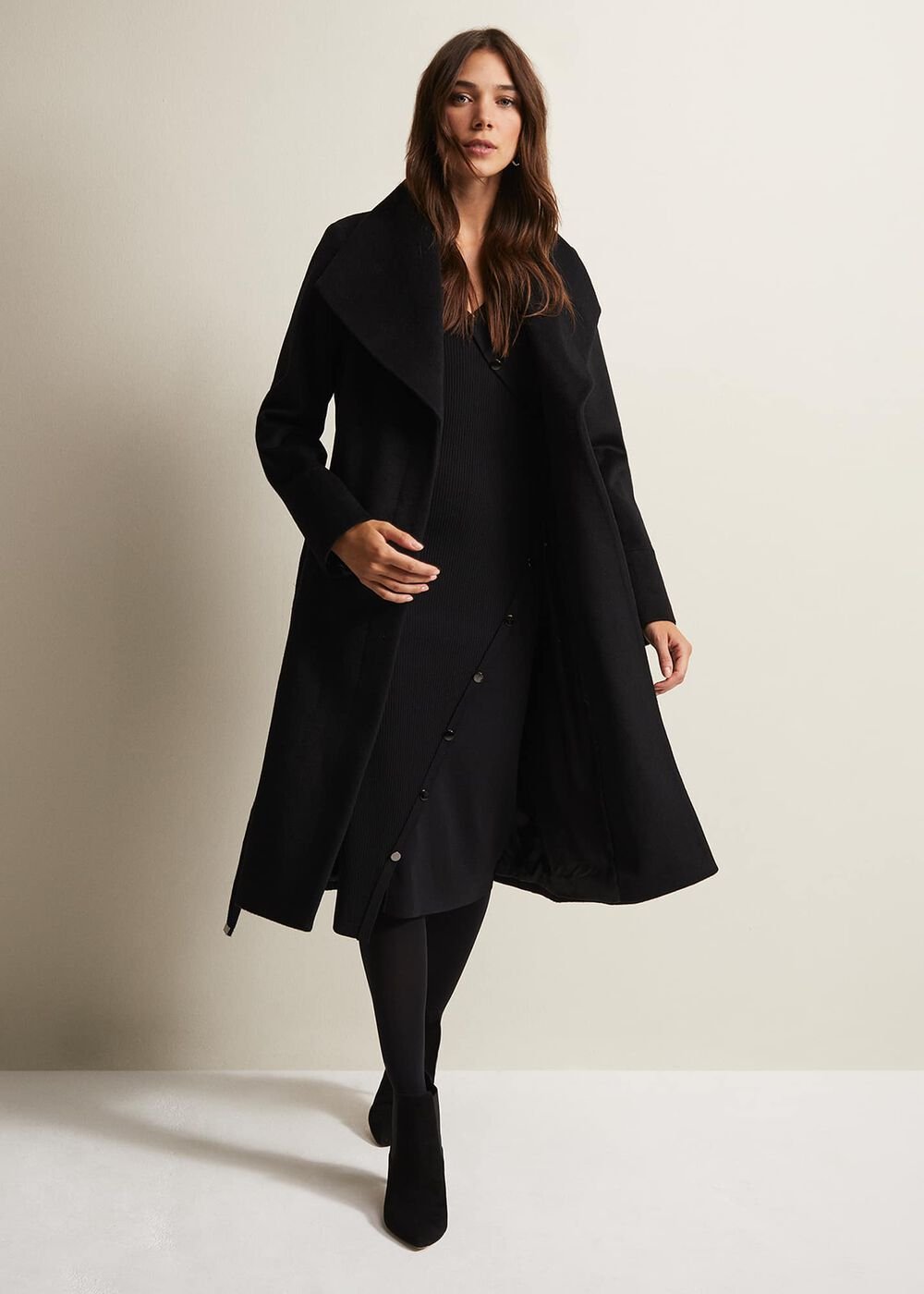Kellia Black Knitted Midi Dress - Black