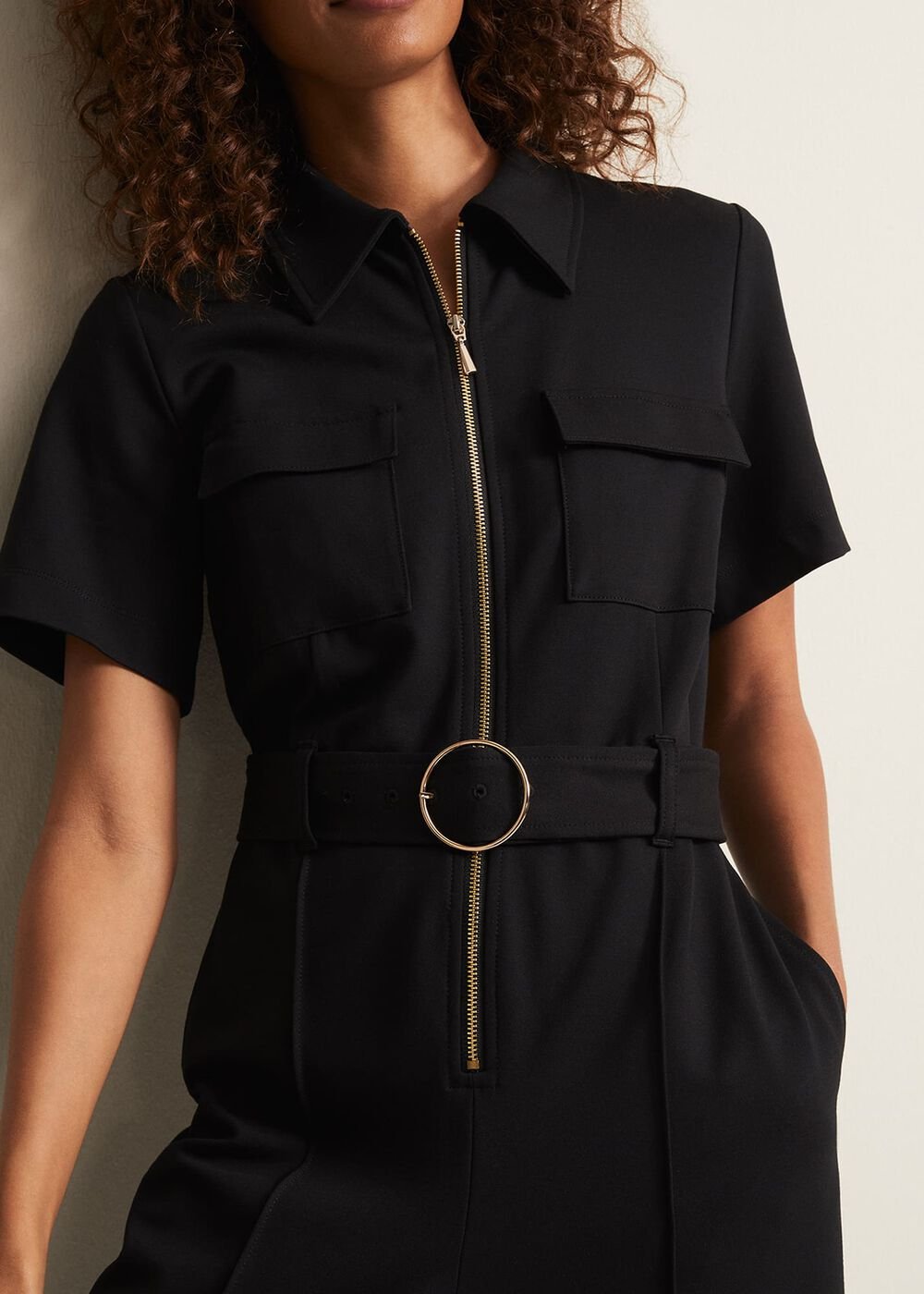 Polly Black Zip Jumpsuit - Black