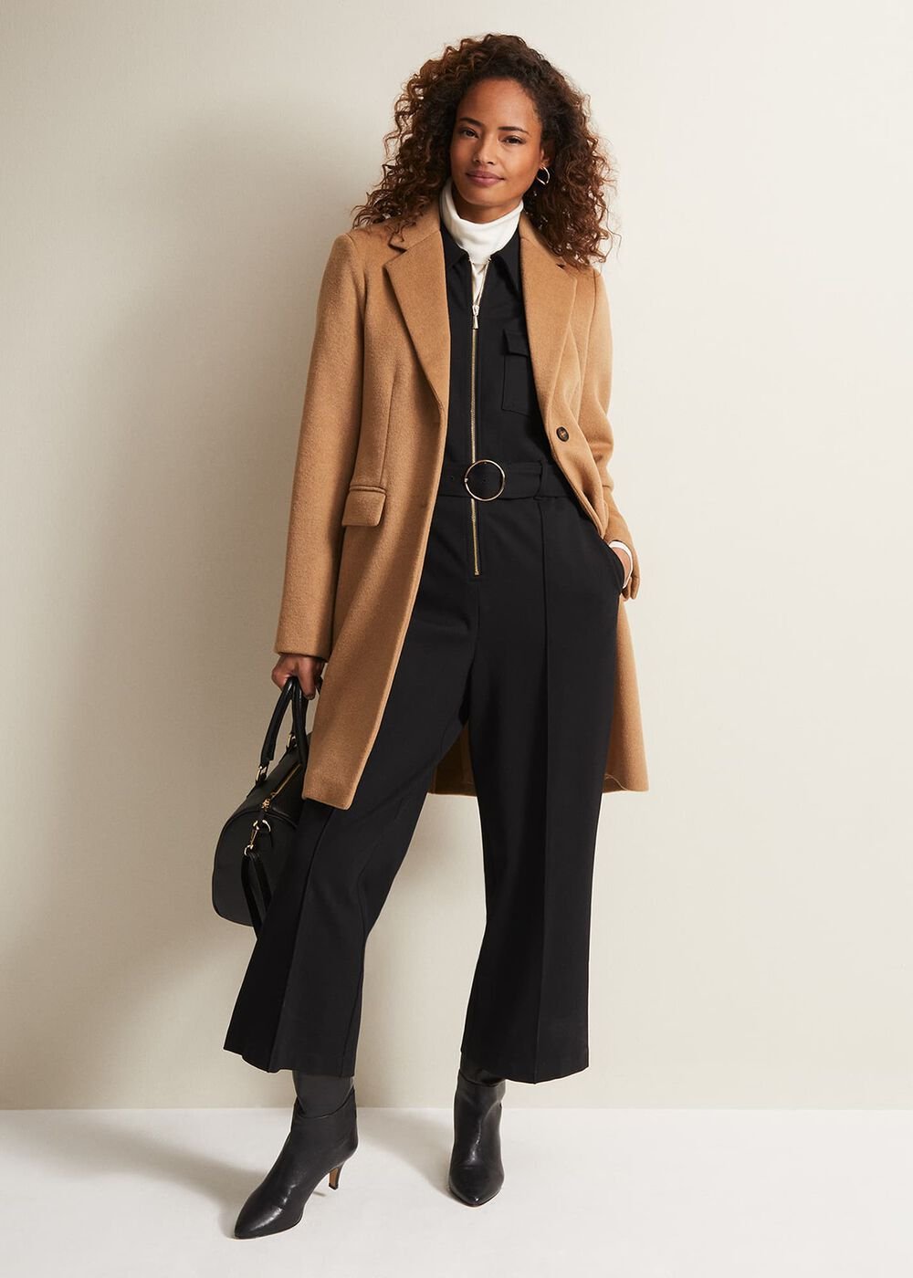 Polly Black Zip Jumpsuit - Black