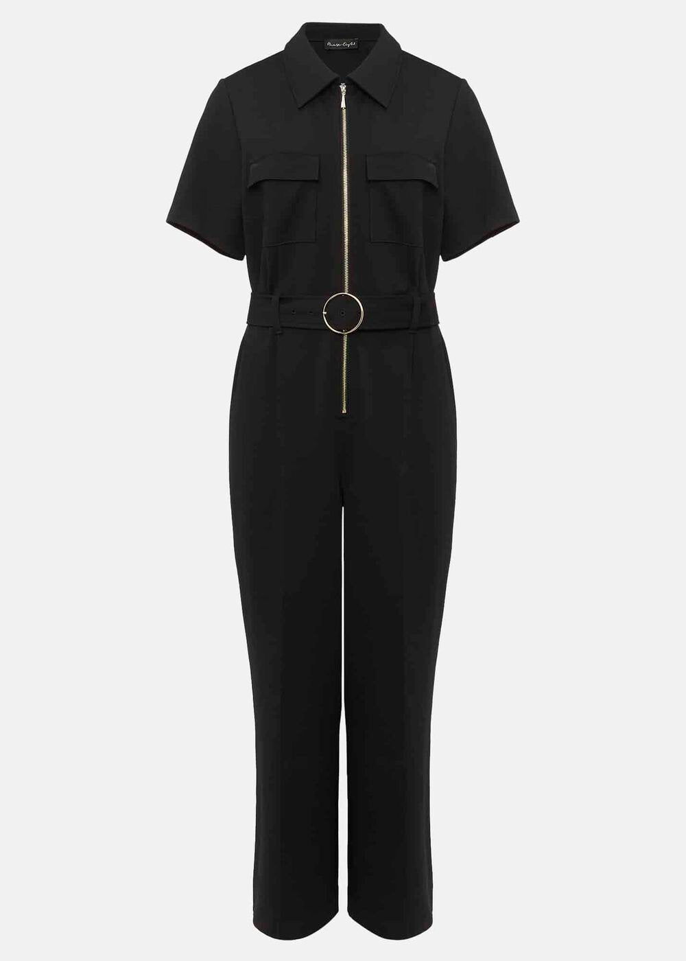 Polly Black Zip Jumpsuit - Black