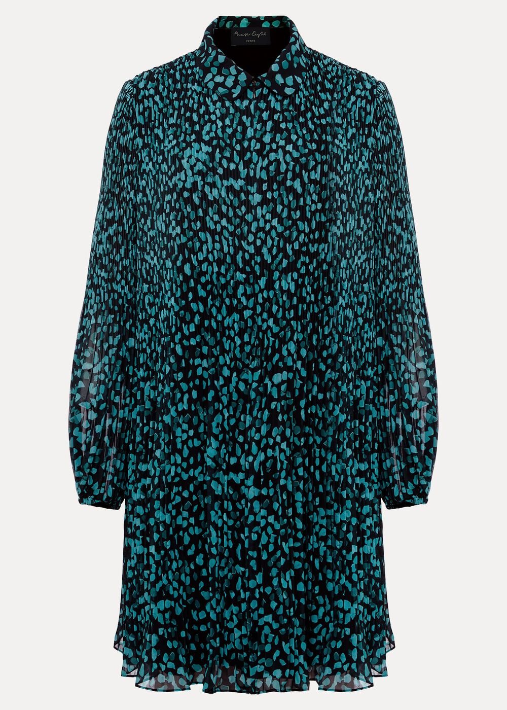 Petite Teal Ditzy Floral Print Pleated Mini Dress - Green