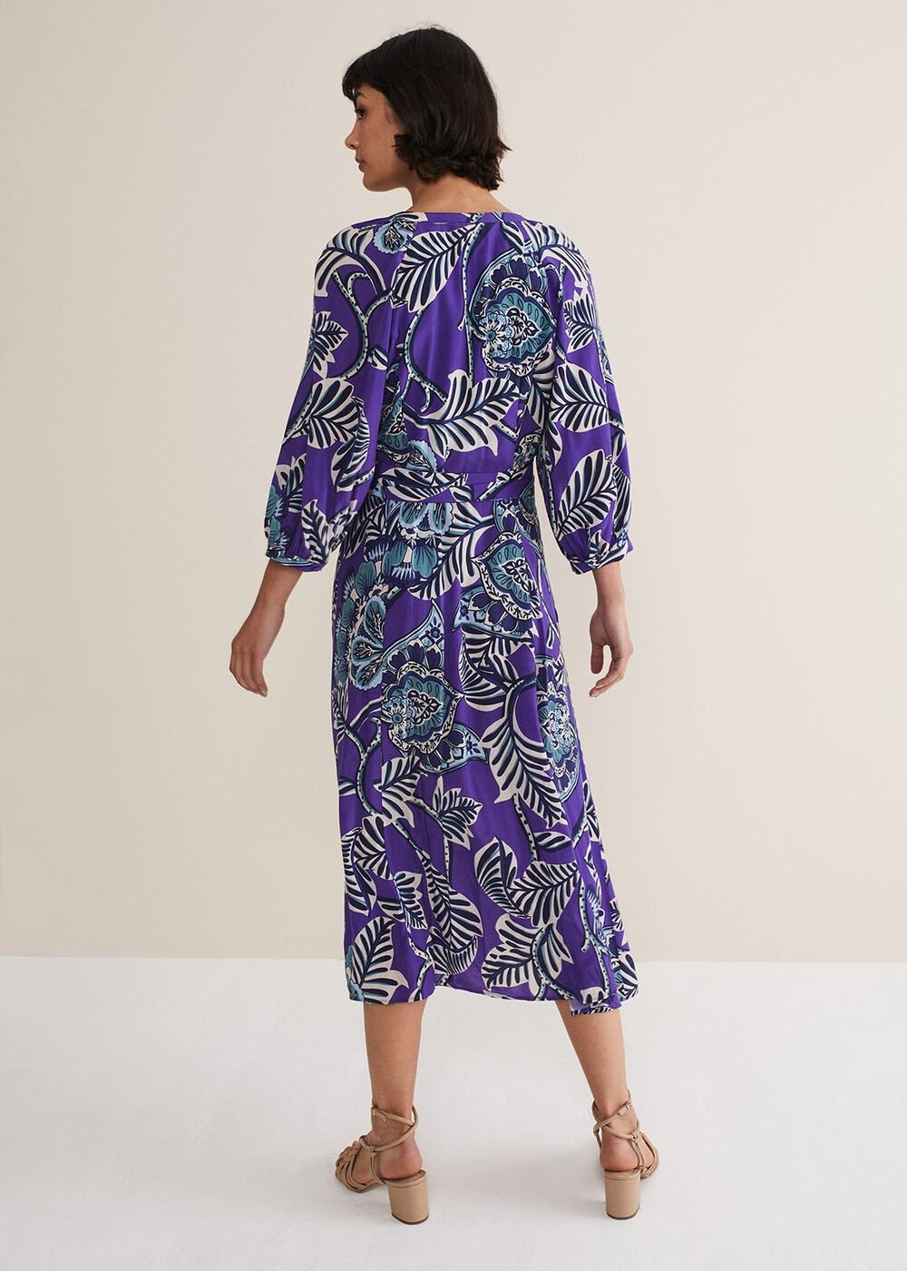 Erin Paisley Midi Dress - Purple
