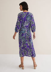 Erin Paisley Midi Dress - Purple