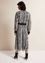 Serena Striped Midi Dress - Black/Ivory
