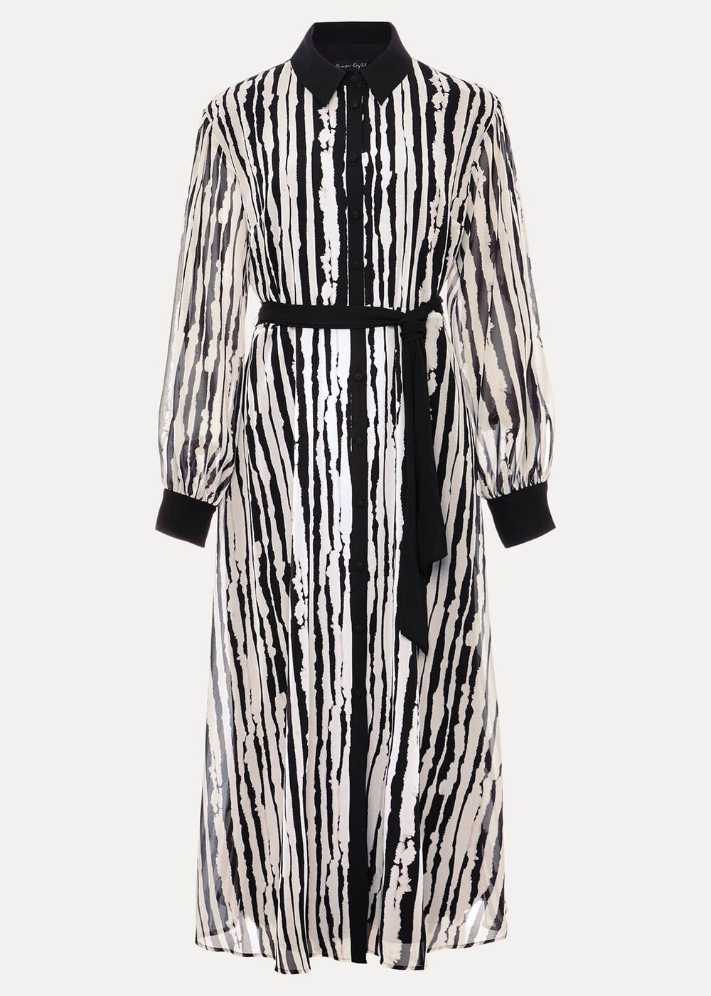 Serena Striped Midi Dress - Black/Ivory