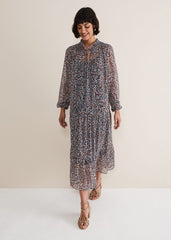 Penele Chiffon Midi Dress - Black
