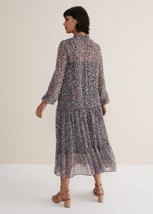 Penele Chiffon Midi Dress - Black