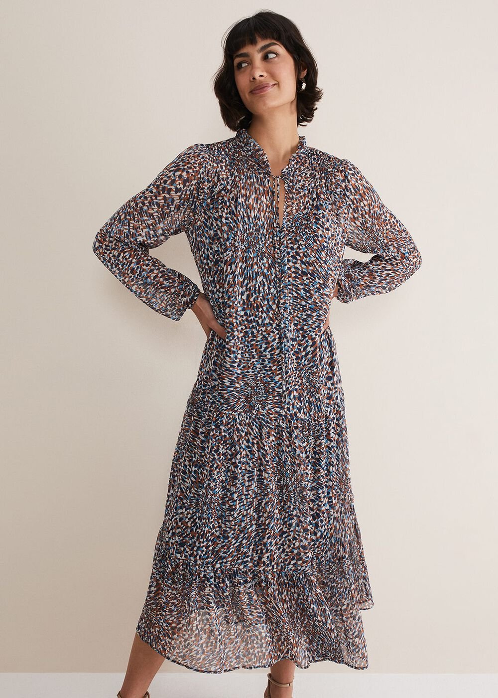Penele Chiffon Midi Dress - Black