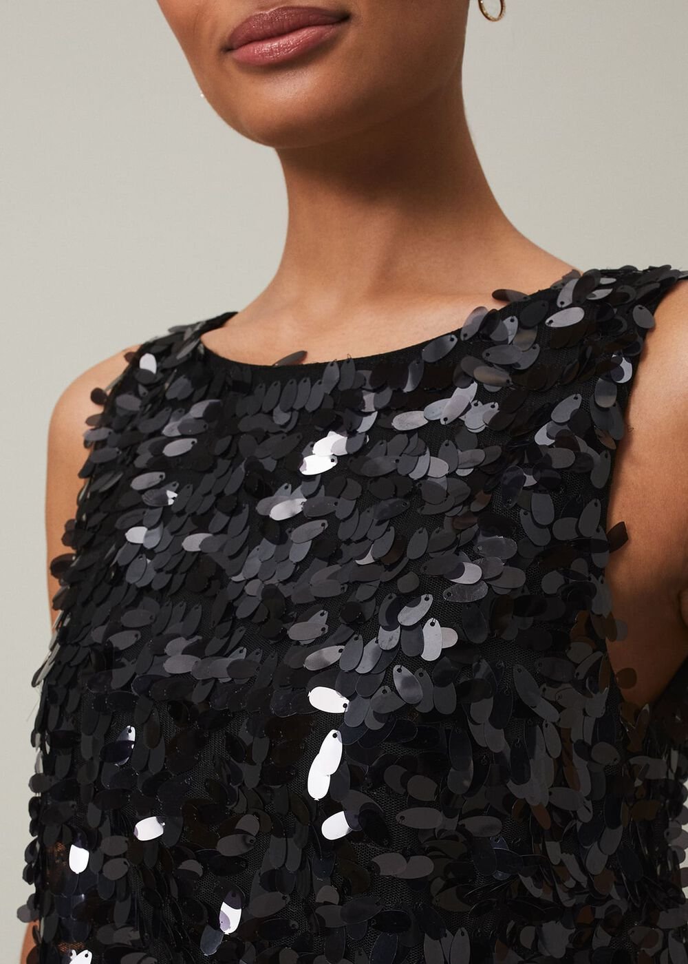 Elena Black Sequin Tiered Maxi Dress - Black