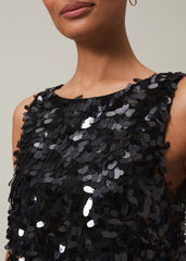 Elena Black Sequin Tiered Maxi Dress - Black