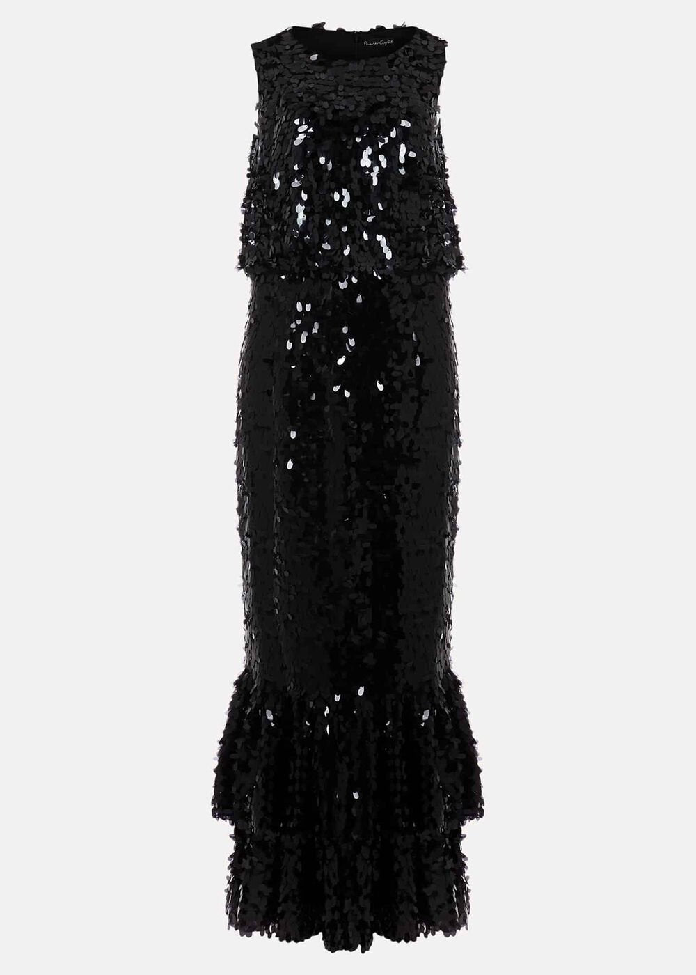 Elena Black Sequin Tiered Maxi Dress - Black