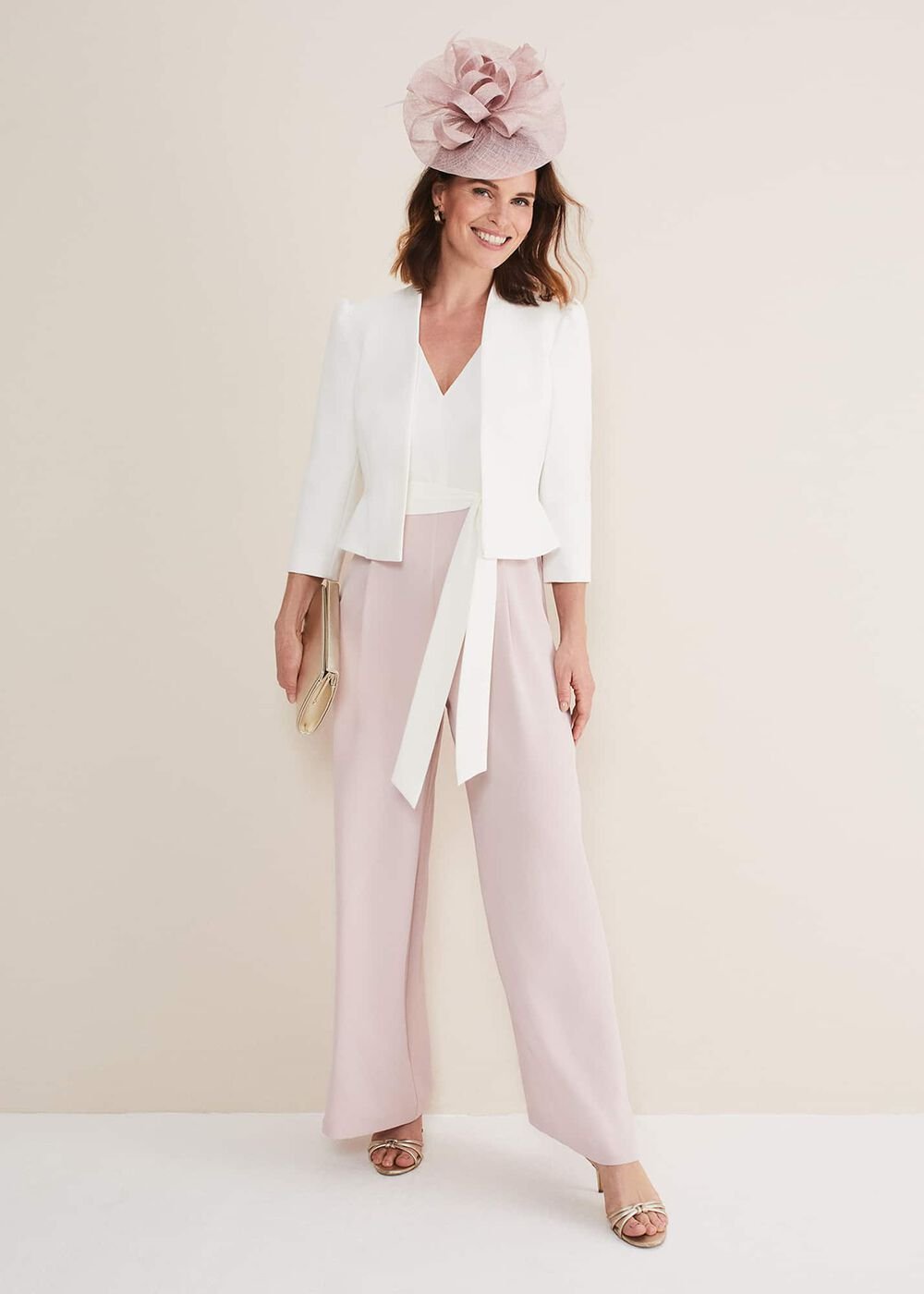 Kallie V Neck Frill Jumpsuit - Antique Rose