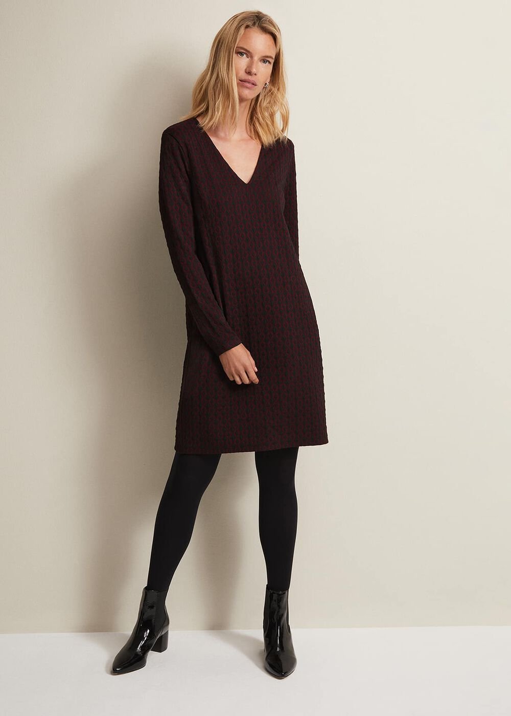 Lianna Geo Mini Dress - Burgundy
