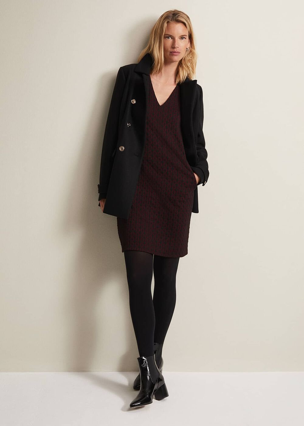 Lianna Geo Mini Dress - Burgundy