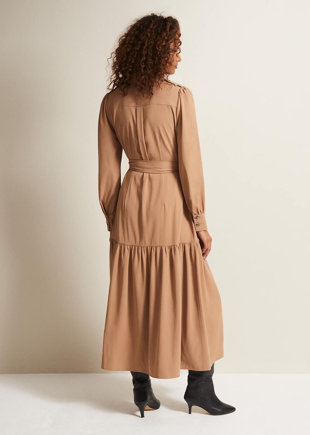 Morgan Trench Midi Dress - Camel