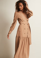 Morgan Trench Midi Dress - Camel