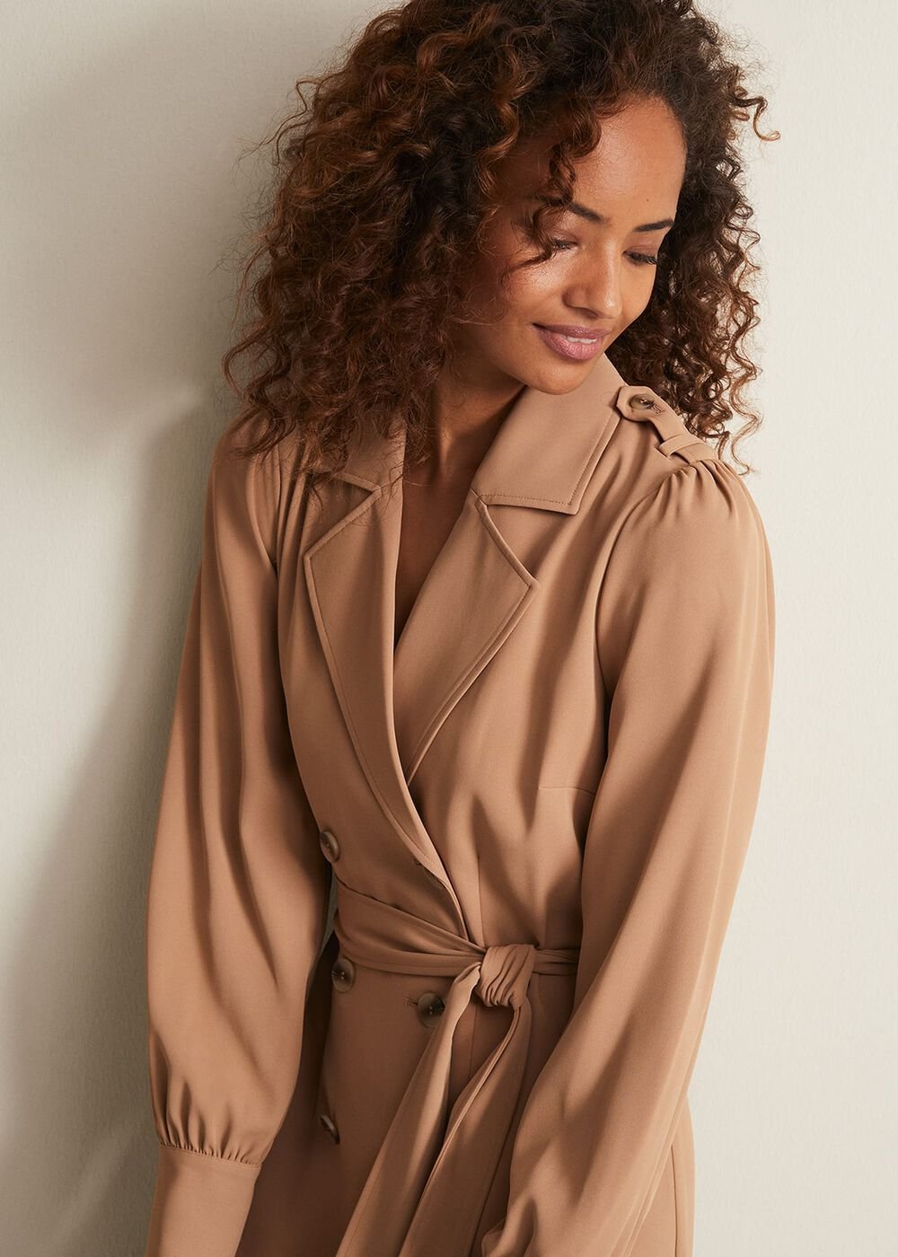 Morgan Trench Midi Dress - Camel