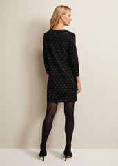 Catriona Stud Shift Knitted Mini Dress - Black