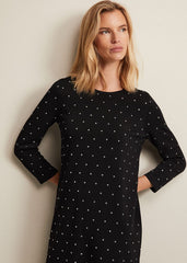 Catriona Stud Shift Knitted Mini Dress - Black