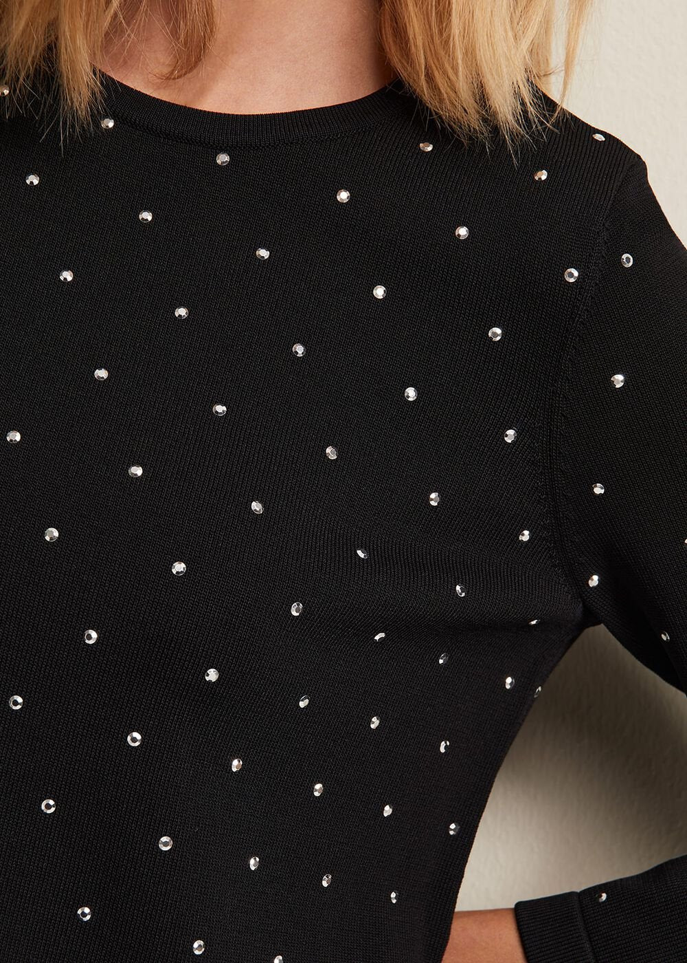 Catriona Stud Shift Knitted Mini Dress - Black