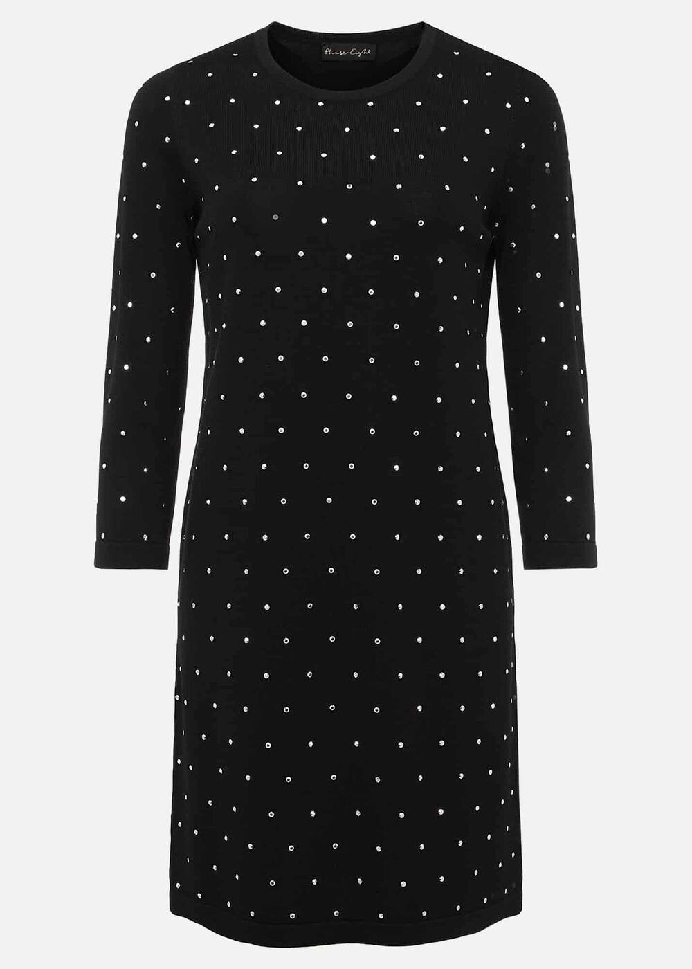 Catriona Stud Shift Knitted Mini Dress - Black