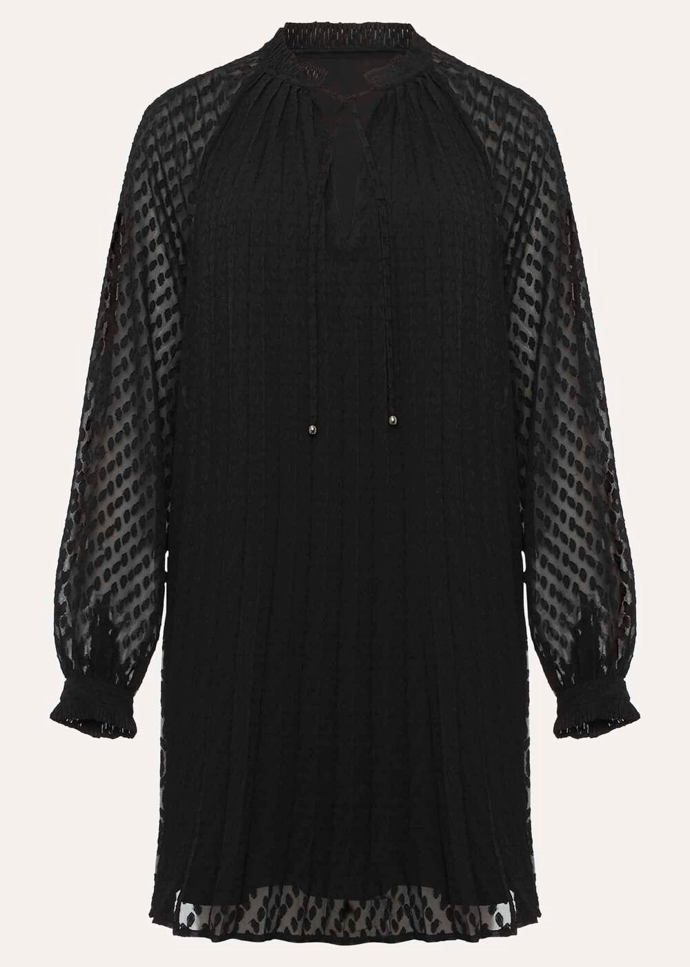 Nikkita Pleated Swing Mini Dress - Black