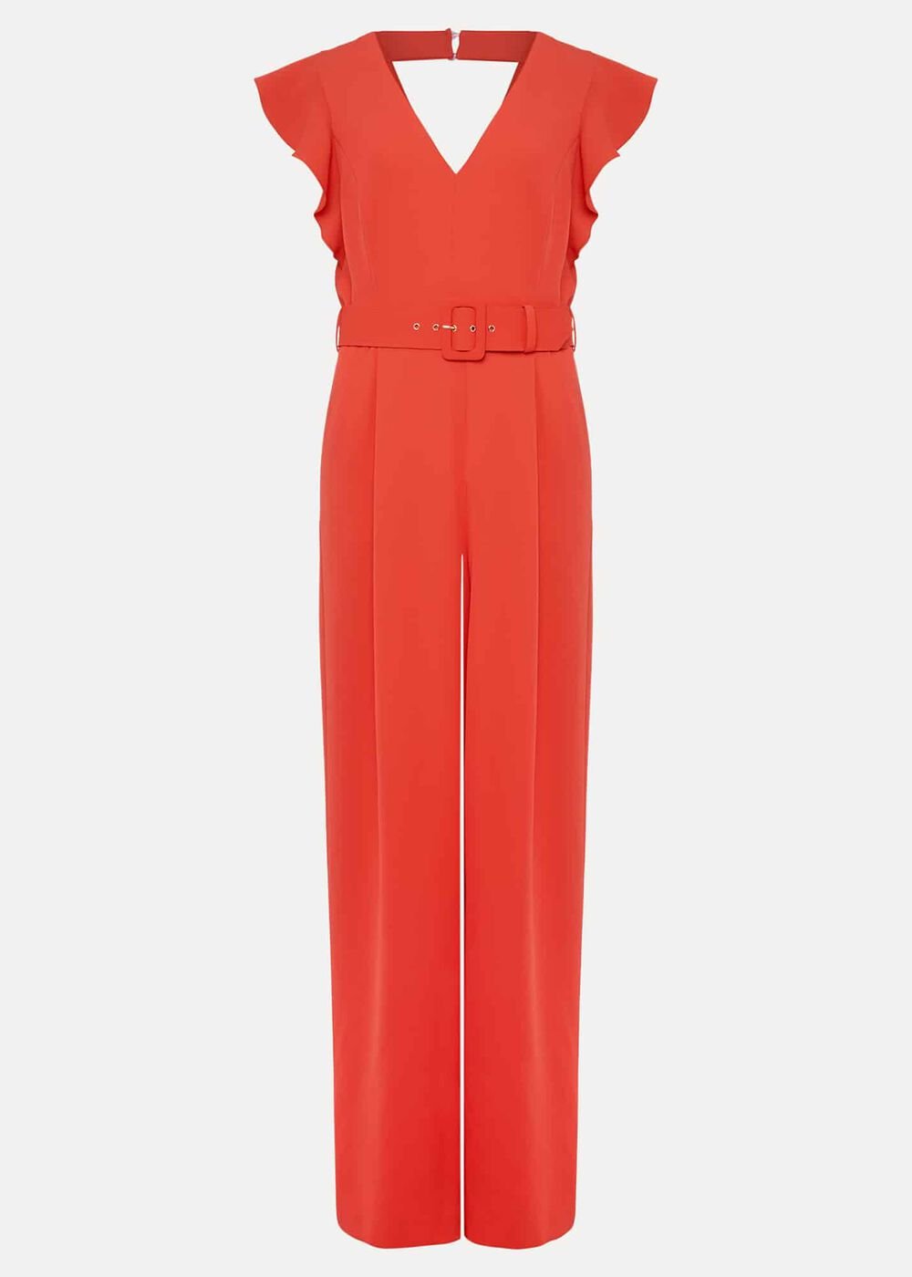 Kallie V Neck Frill Jumpsuit - Orange