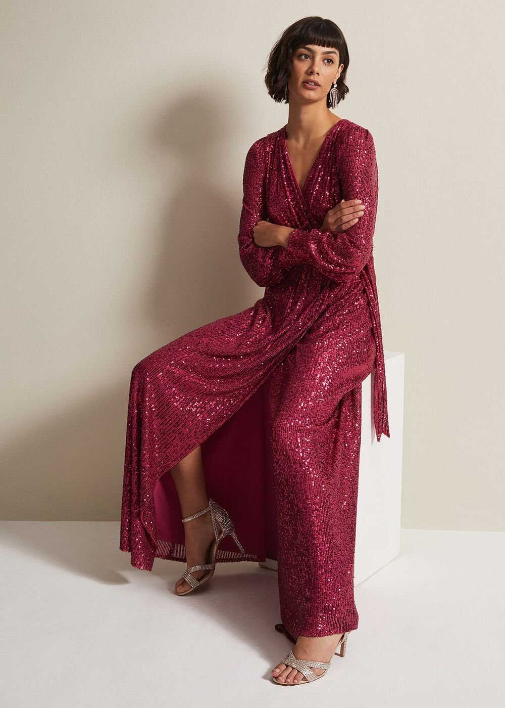 Amily Pink Sequin Maxi Dress - Pink