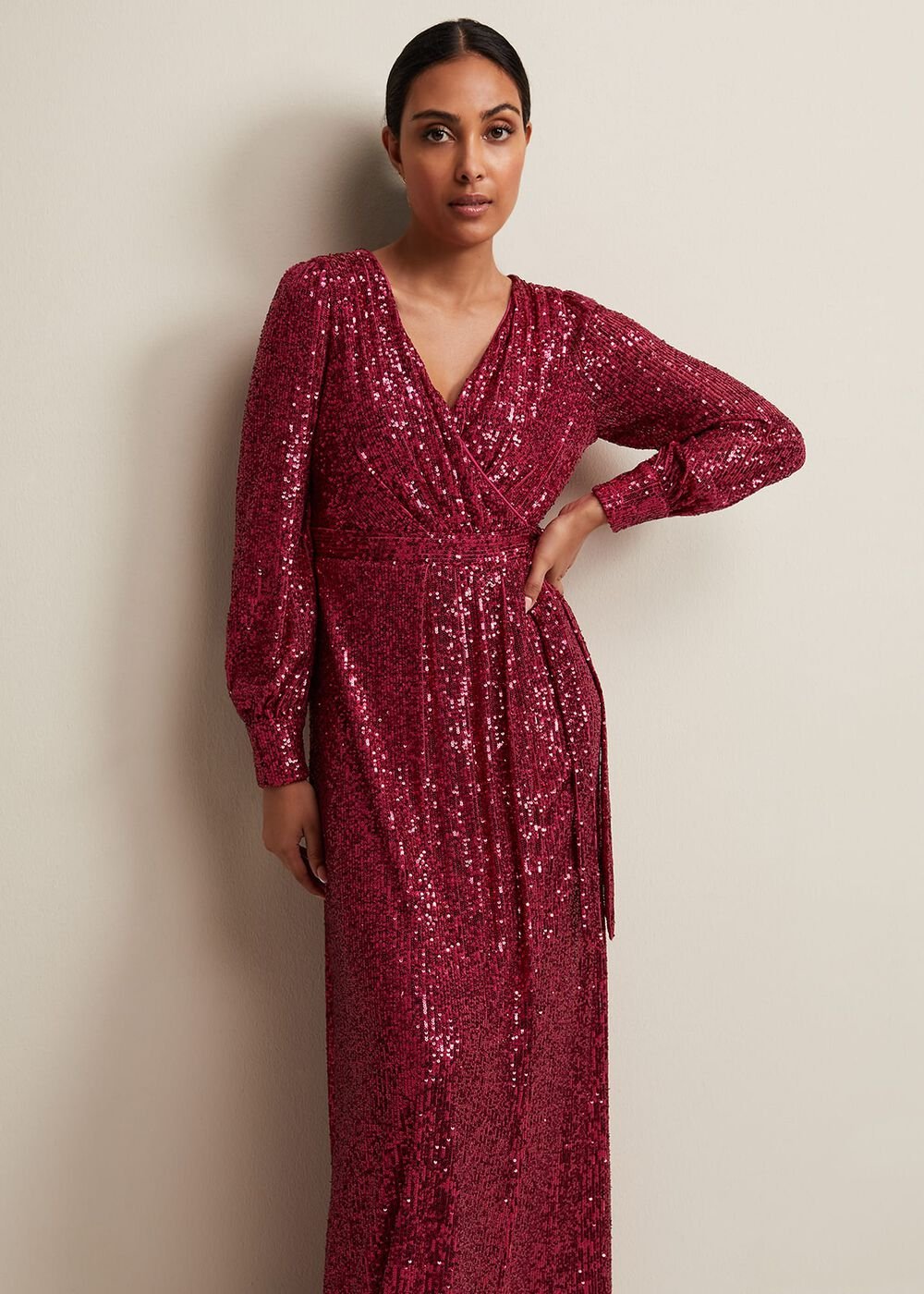 Petite Amily Pink Sequin Maxi Dress - Pink