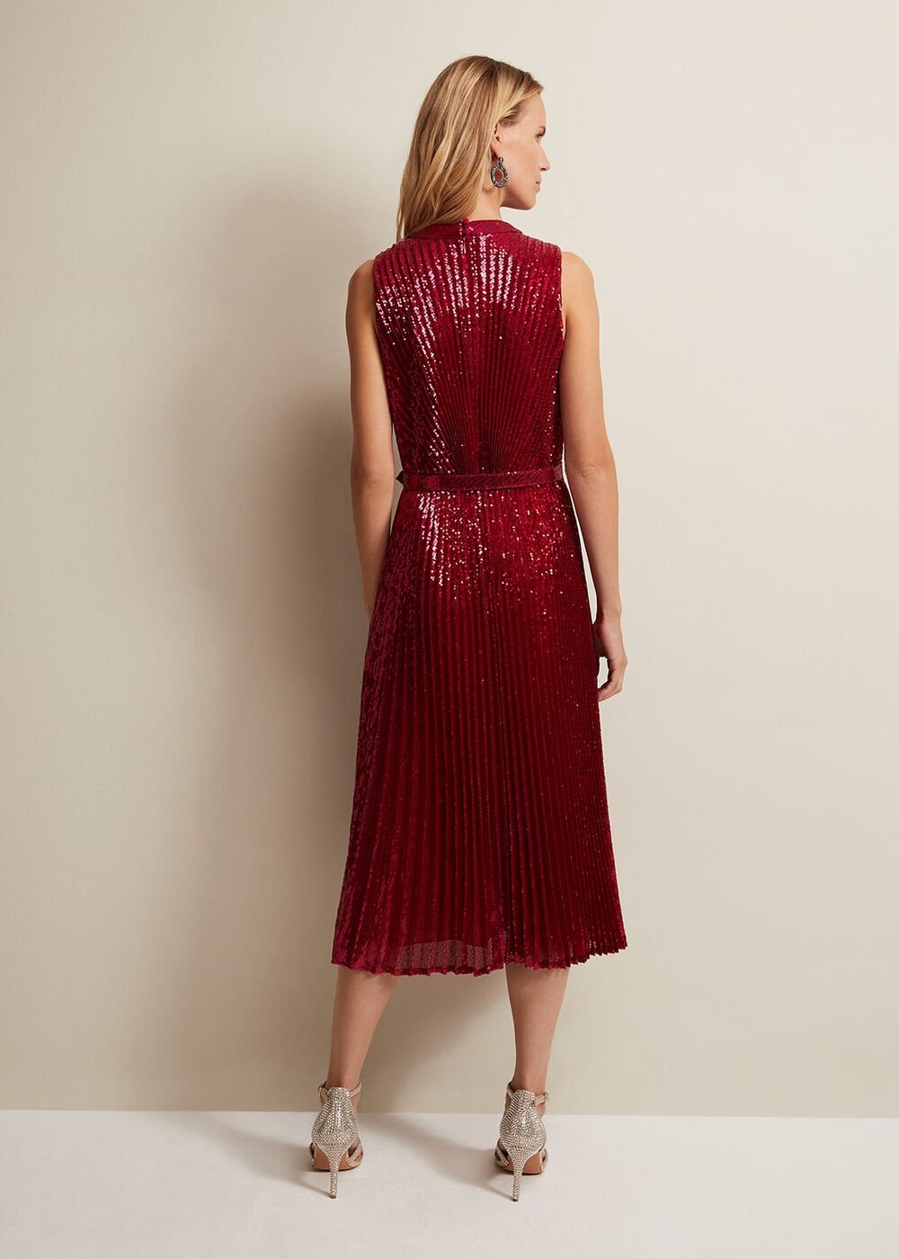 Simara Pink Sequin Midi Dress - Pink