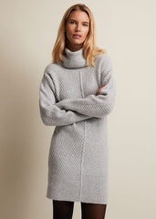 Fillipa Grey Knitted Tunic Mini Dress - Grey