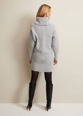 Fillipa Grey Knitted Tunic Mini Dress - Grey