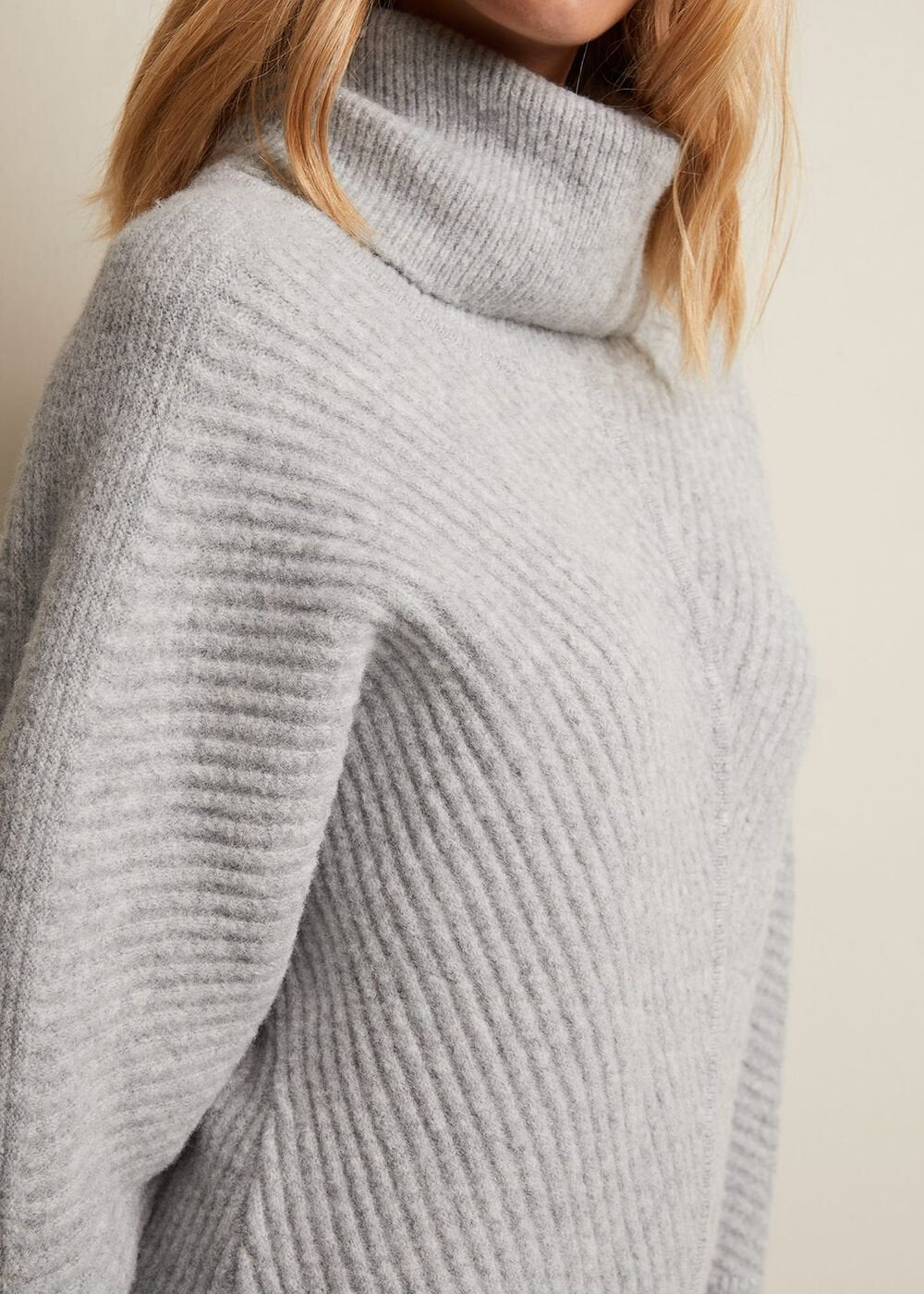 Fillipa Grey Knitted Tunic Mini Dress - Grey