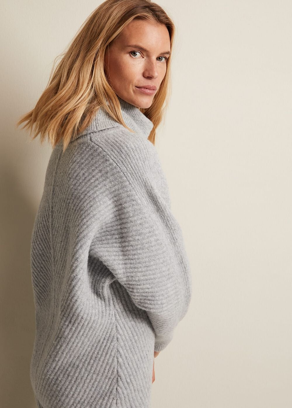 Fillipa Grey Knitted Tunic Mini Dress - Grey