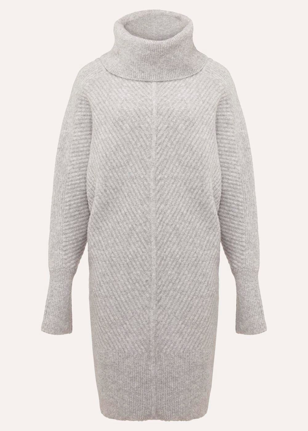 Fillipa Grey Knitted Tunic Mini Dress - Grey
