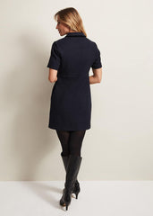 Lana Tweed Zip Tunic Mini Dress - Navy