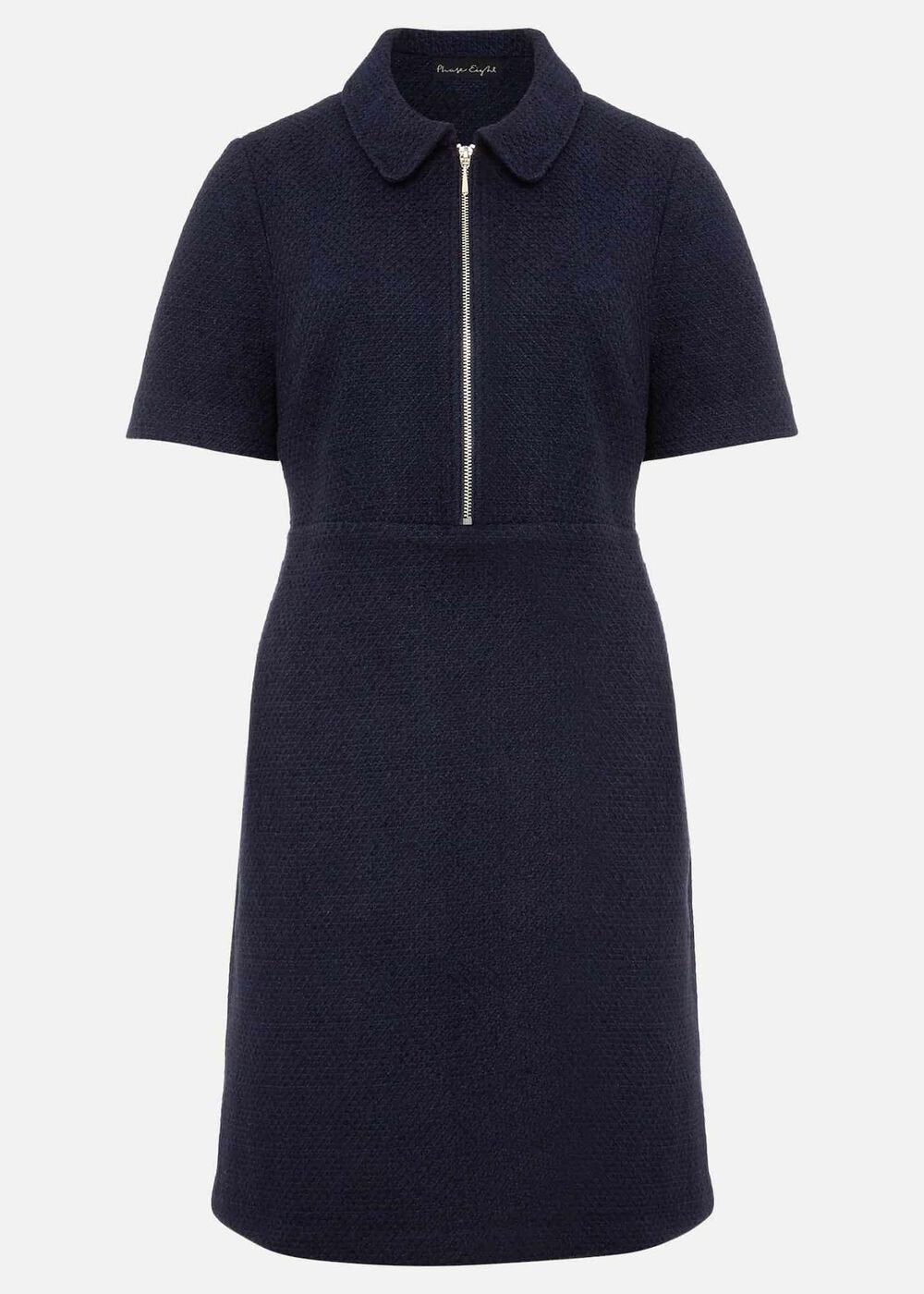 Lana Tweed Zip Tunic Mini Dress - Navy