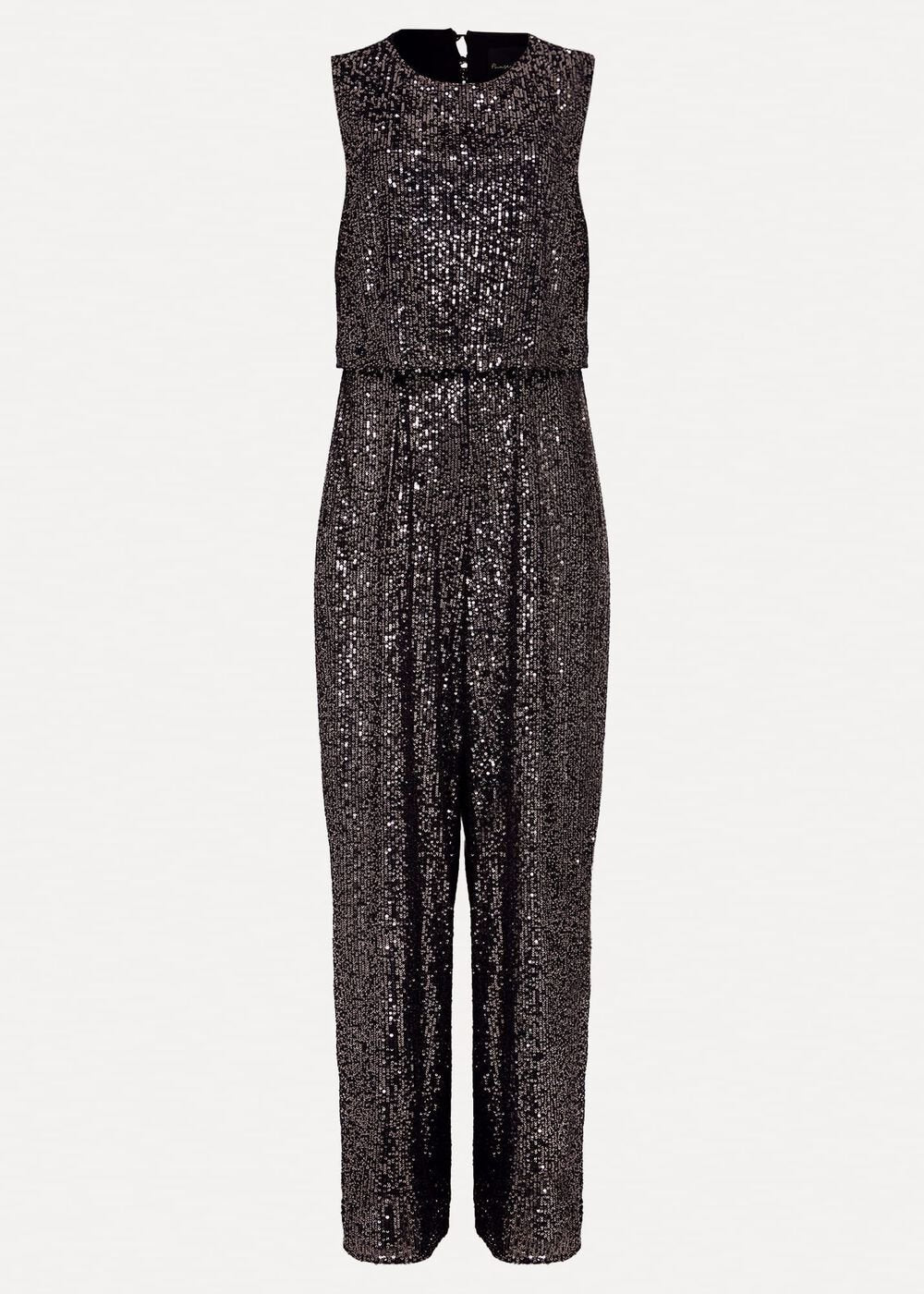 Aubrey Sequin Wide Leg Jumpsuit - Gunmetal