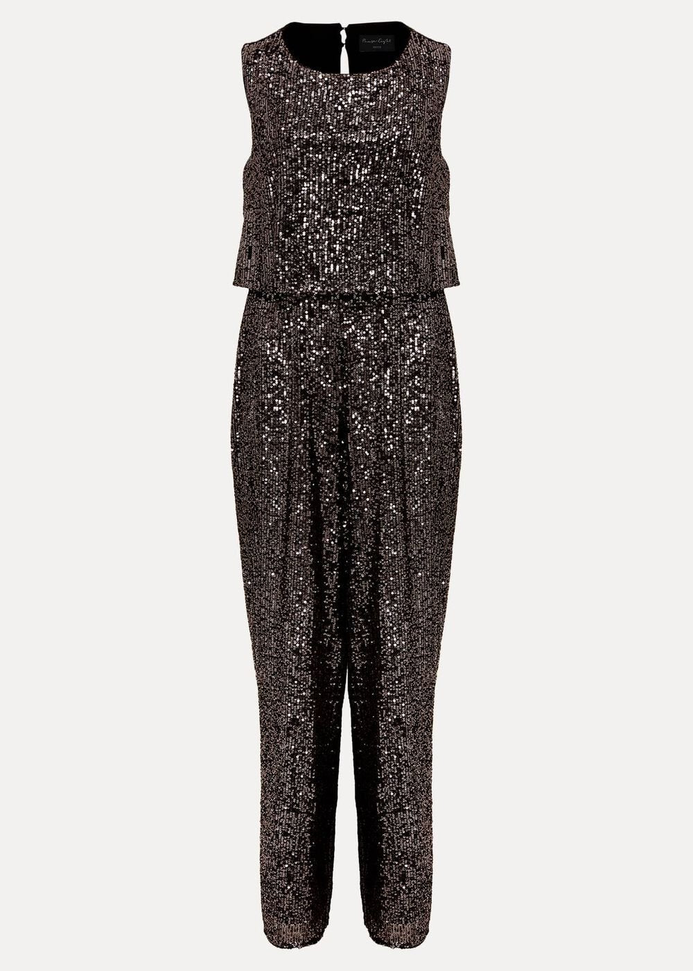 Petite Aubrey Sequin Wide Leg Jumpsuit - Gunmetal