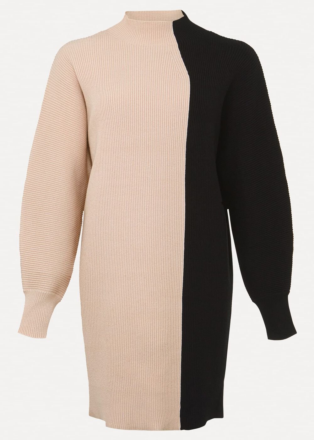 Tamina Colour Block Knitted Tunic Mini Dress - Black/Multi
