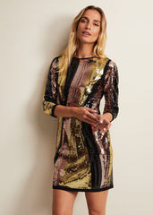 Cassey Rainbow Wave Sequin Dress - Multi-Coloured