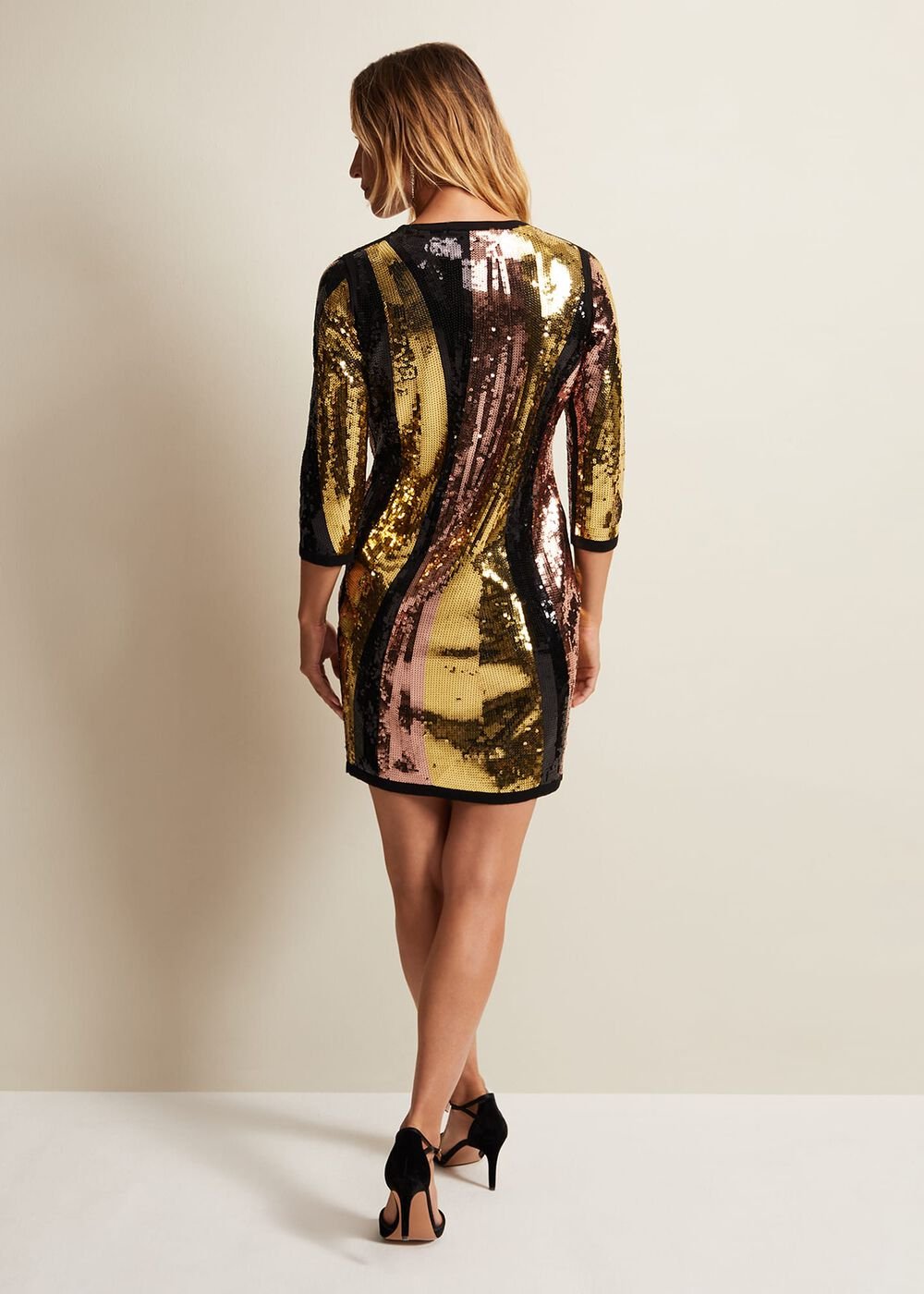 Cassey Rainbow Wave Sequin Dress - Multi-Coloured