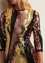 Cassey Rainbow Wave Sequin Dress - Multi-Coloured