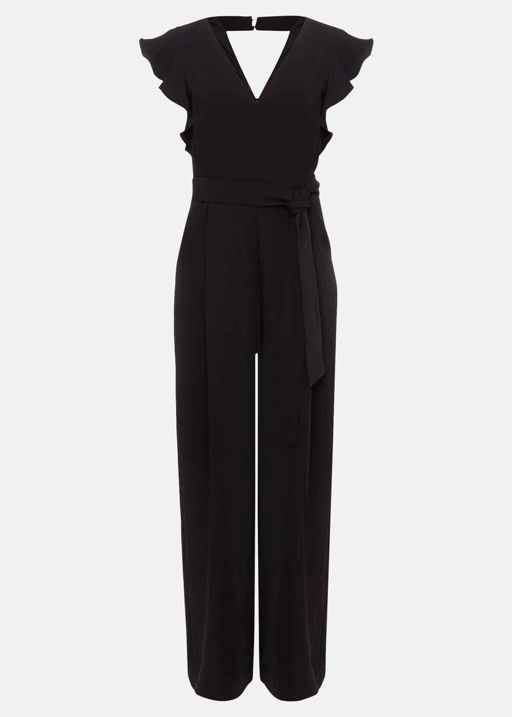 Kallie V Neck Frill Jumpsuit - Black