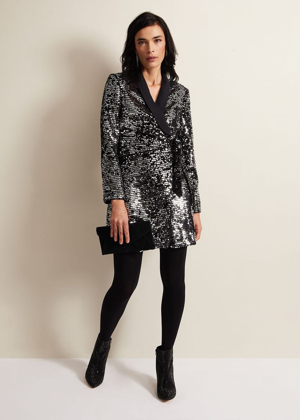 Brea Wrap Tuxe Sequin Dress - Black