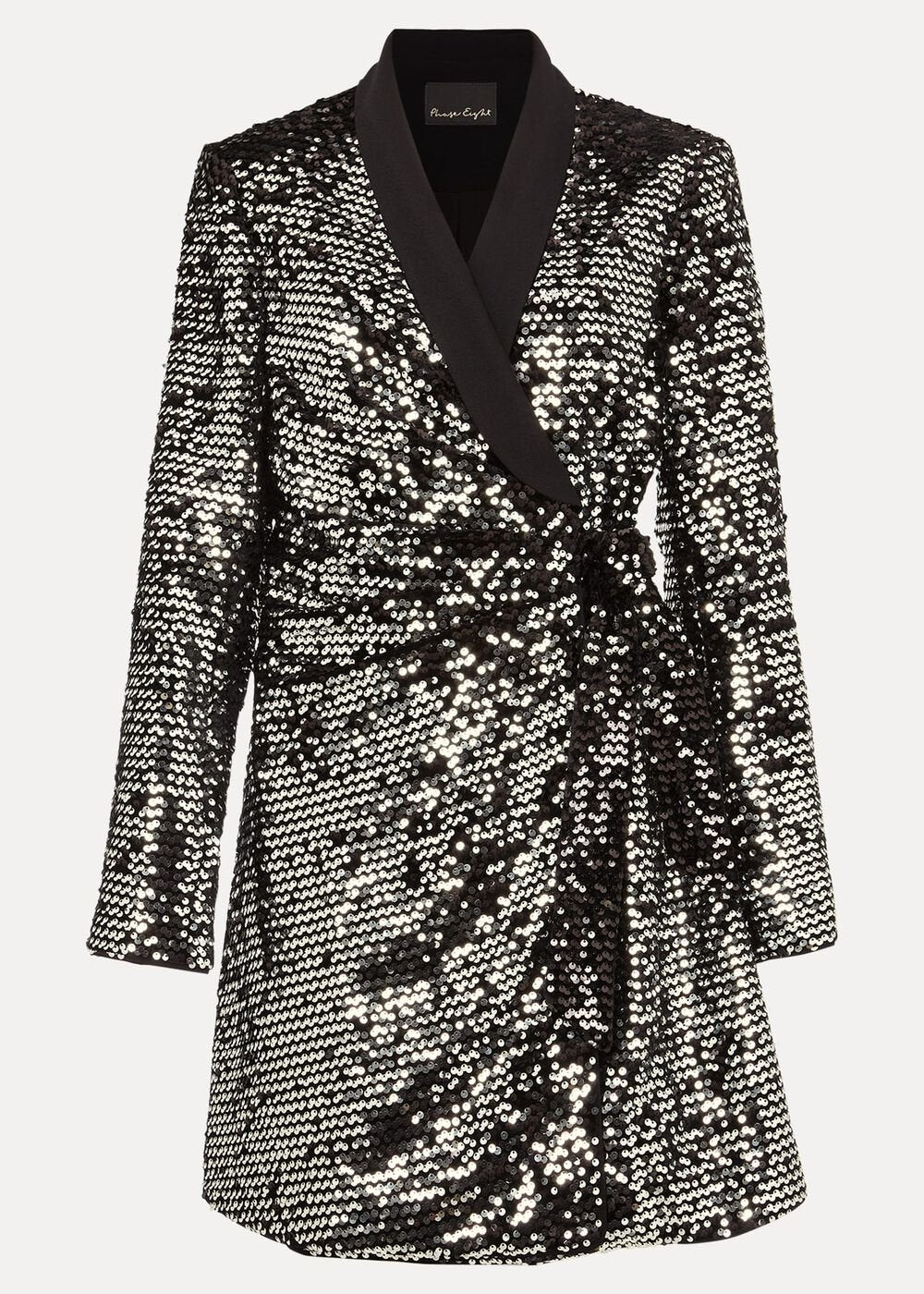 Brea Wrap Tuxe Sequin Dress - Black