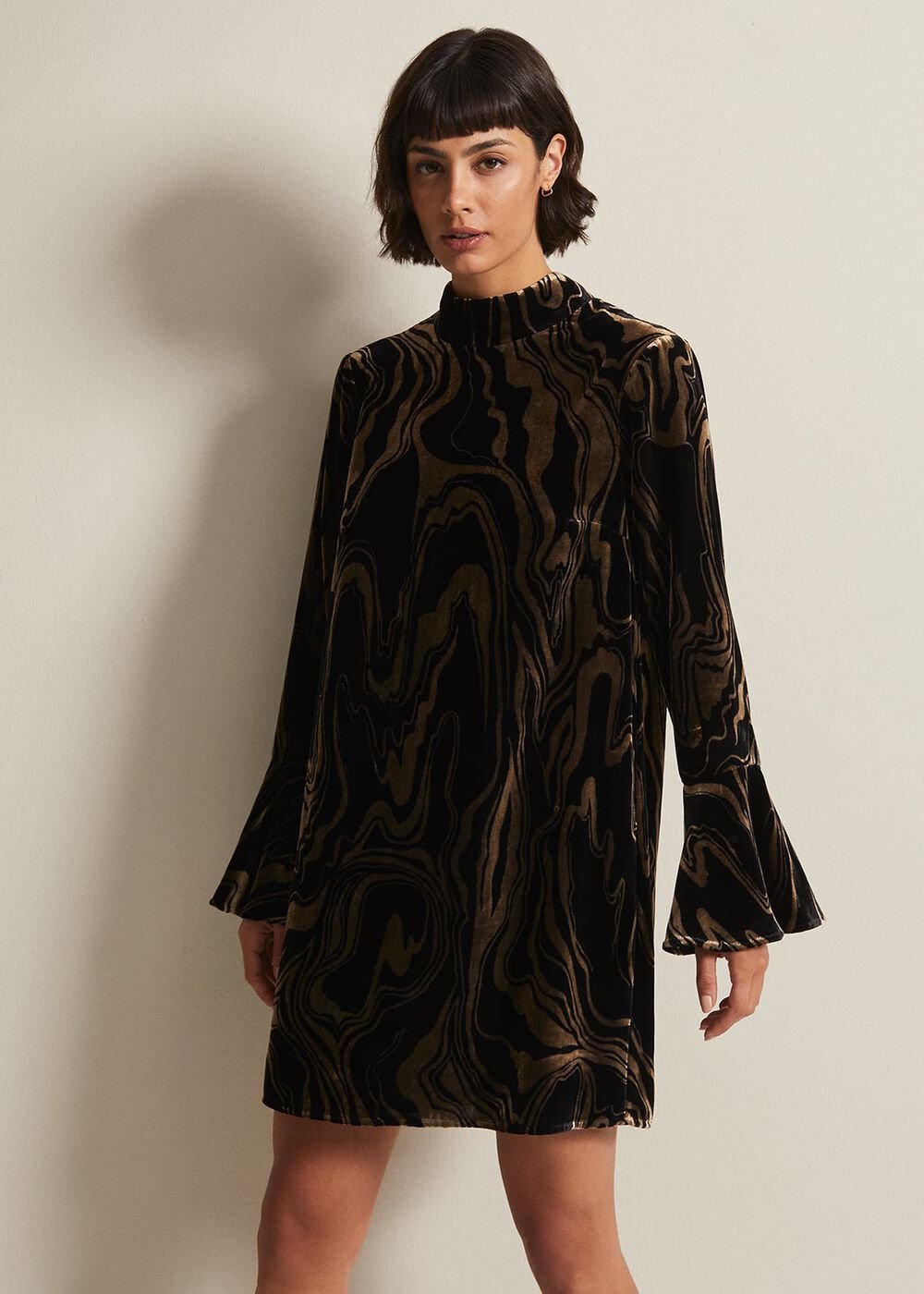 Rayna Velvet Swirl Mini Dress - Black