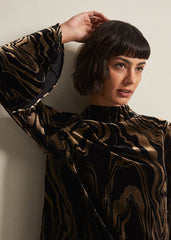Rayna Velvet Swirl Mini Dress - Black