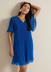 Annabel Pleated Dress - Blue